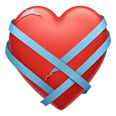 Heart held together by tape, tape snapping sticker