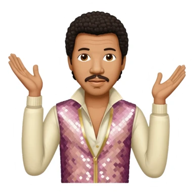Lionel Richie with dark brown hair, cream sequin outfit  sticker