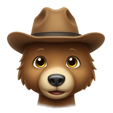 a cute shy bear in a cowboy hat sticker