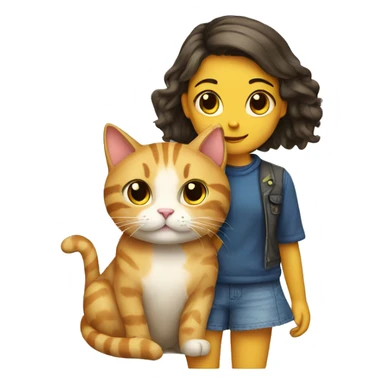 A cat with a girl  sticker
