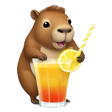 a funny capibara drinking cocktail sticker