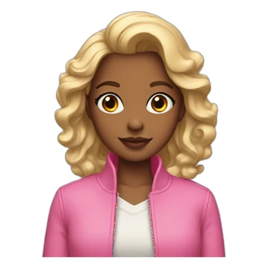 A girl with a pink jacket and heart earrings sticker