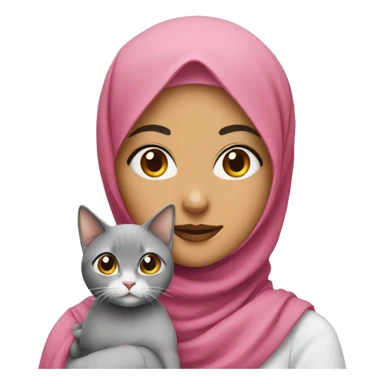 pretty woman with hijab holding a cat sticker