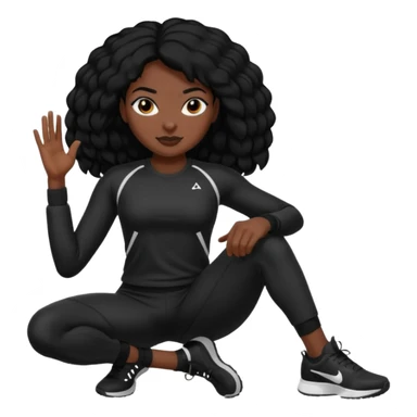 Femme noire avec cheveux noir et qui fait du sport en tenue noire.  sticker