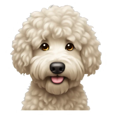 fluffy with slightly curly hair medium size bernadoodle with no brown sticker