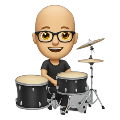 Bald Guy wearing glasses and playing drums sticker