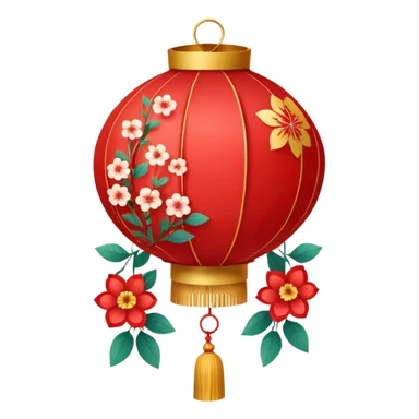 kawaii cute chinese red lantern with floral decoratons sticker