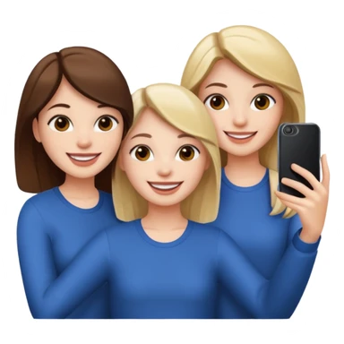 Three girls taking selfie sticker