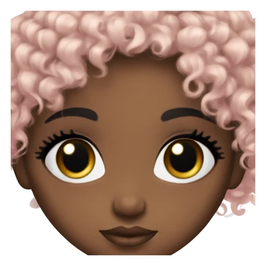 brown doll eyes, black short curly hair, feminine, pink, black girl angelic beauty sticker