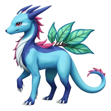 Suicune-Aurorus-Salandit-Glaceon-Meganium-fusion (full body) sticker