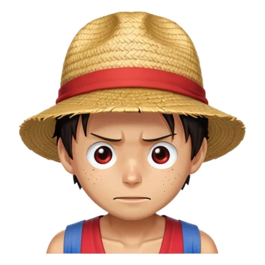 Monkey D. Luffy with straw hat, red vest, blue shorts, scar under eye sticker