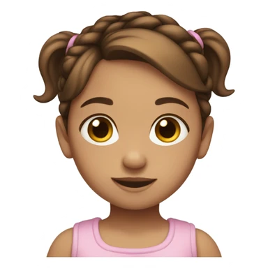 BROWN HAIR WHITE BABY GIRL WITH PONYTAILS sticker