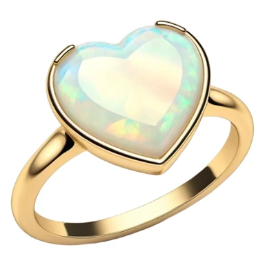 Opalescent pearlescent heart shaped opal, 14k realistic gold ring, 3D rendering, masterpiece  sticker