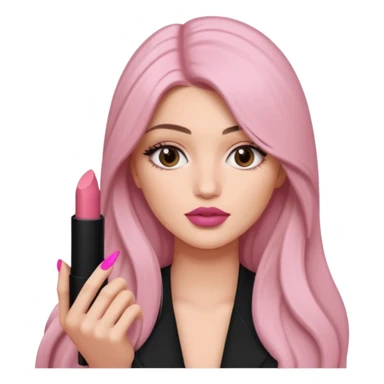 Con el cabello más largo y ojos fajes claro sosteniendo un labial de kylie jenner sticker