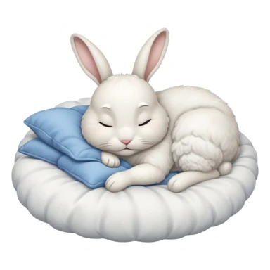 cartoon white rabbit asleep in bed sticker