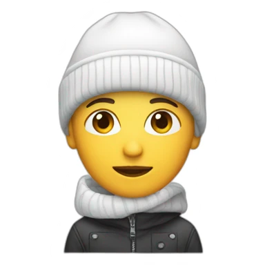 white designer with beanie sticker