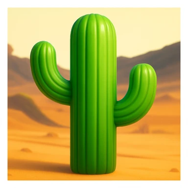 Make the cactus emoji wider than the previous version. Keep everything else the same: iOS emoji style, 3D, shiny, smooth gradients, soft shadows, realistic cactus shape, classic emoji look. Add a subtle highlight to the cactus. sticker