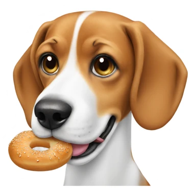 Beagle eating a bagel  sticker
