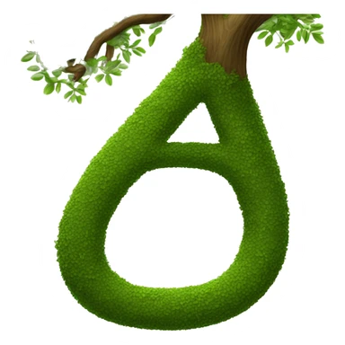 The letter "A" is formed by the curved branch of a tree in the foreground. sticker