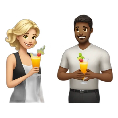 Men and woman drink coctails sticker