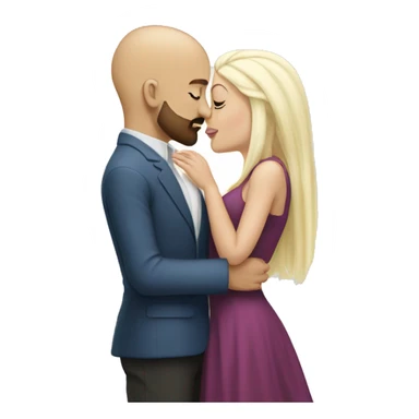 Light skinned male, bald with beard and mustache kissing a white female with long straight platinum blonde hair  sticker
