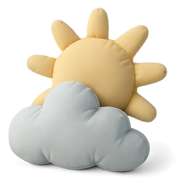 partly cloudy weather with soft sun and fluffy cushion cloud together, cushion style sticker