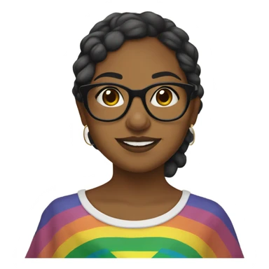 Brown girl with glasses and septum with the lgtb flag sticker