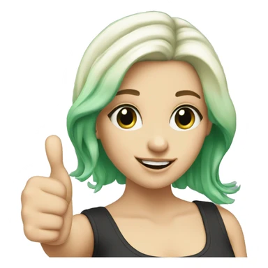 white girl "thumbs up" green hair  sticker