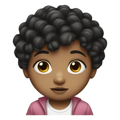 Baby big eyes black hair white skin sticker