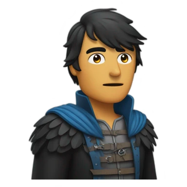 Un corbeau qui se pose sur l'épaule d'un homme sombre sticker