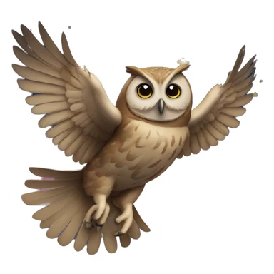 An owl flying against the background of a starry night sky. sticker