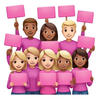 artists holding pink signs saying Decuration sticker