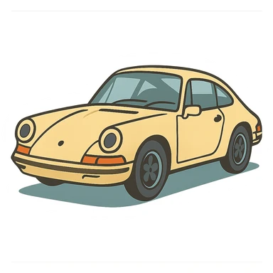 flat toon style old Porsche car sticker
