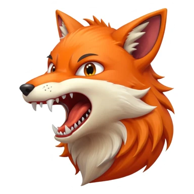 Angry Fox mouth open, scary teeth, side view, monster big mouth sticker