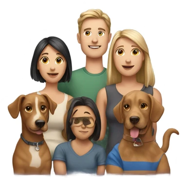 Family of 4 men, 4 women, 4 dogs and 1 cat sticker