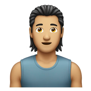 Asian man with a mullet sticker