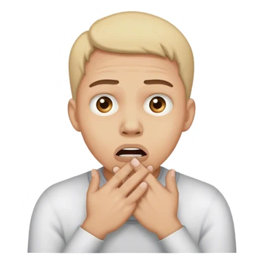 Face with hands clutched over mouth looking scared. Fearful  sticker