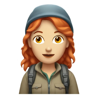 woman hiker with red hair full body sticker