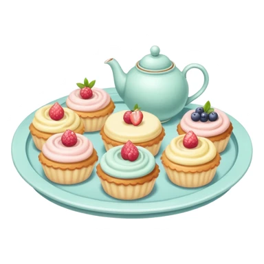 tea party pastries tray pastel colors sticker