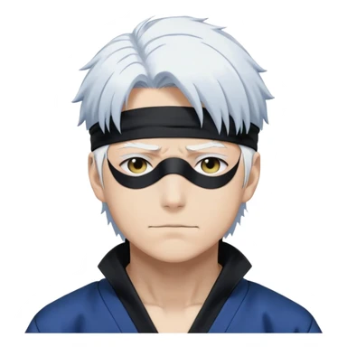Satoru Gojo from Jujutsu Kaisen with white hair, blindfold, black and blue outfit, confident smirk sticker