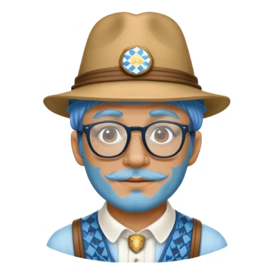 Man with glasses and blue skin wearing bavarian hat sticker