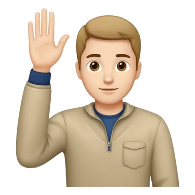 man  in casual clothes, one hand raised sticker