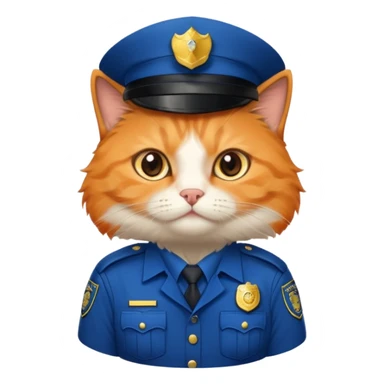 oranh fluffy cat - police officer sticker