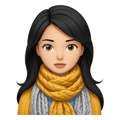 A black hair stylish woman in a long and knitted scarf, hair flowing in the winter breeze. sticker