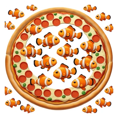 Many clownfish on pizza sticker