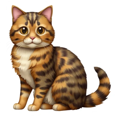 cinematic-[tortoiseshell tabby cat]-realistic-full-body-sitting-emoji,-tail-curled-playfully-around-its-paws,-head-tilted-dramatically,-scruffy-[tortoiseshell coloured]-fur,-simplified-yet-realistic-focused-features,-highly-detailed,-glowing-with-an-almost-sarcastic-glow sticker