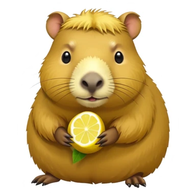 a capybara with a lemon body sticker