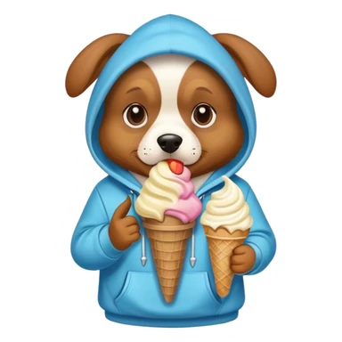 Dog with hoodie and ice cream sticker