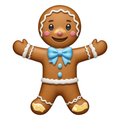 Gingerbread man with light blue bow sticker