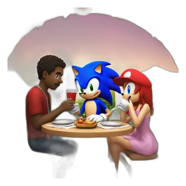 Sonic on a date with Mario sticker